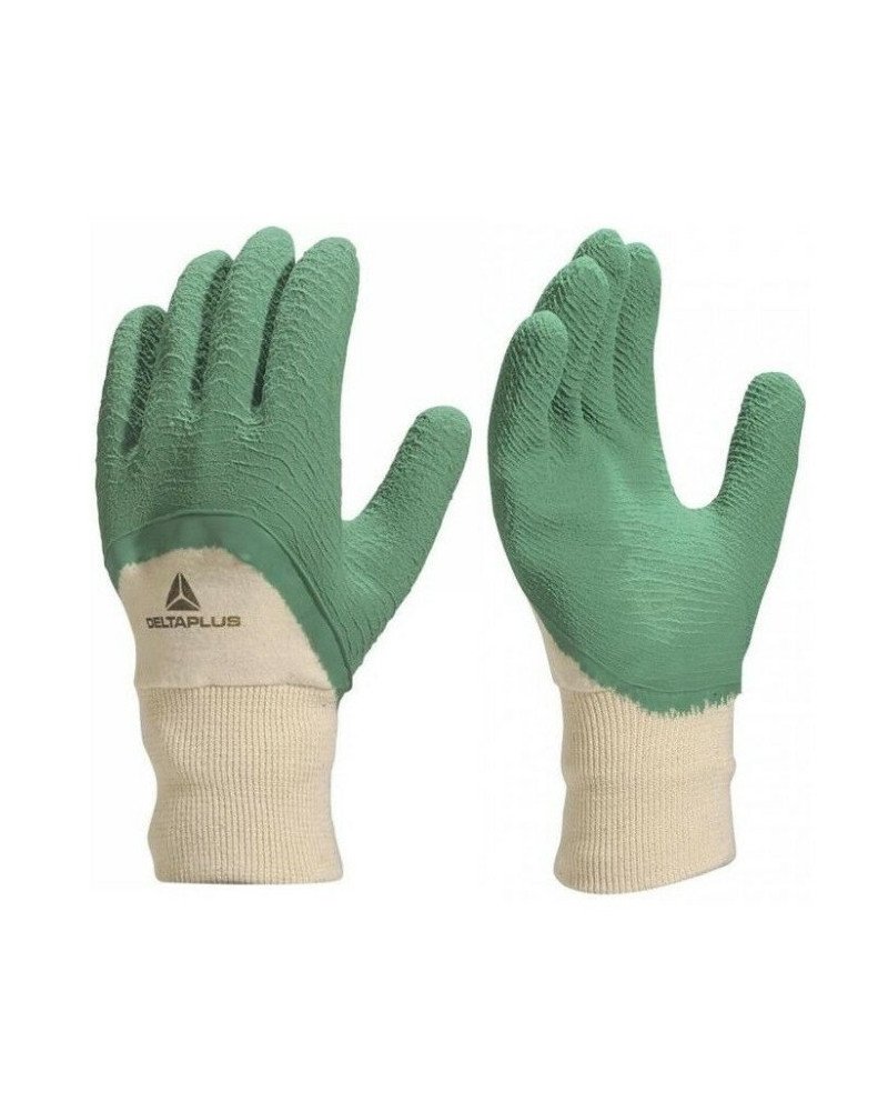 Gants en latex crêpés sur support coton interlock LA500 Taille 9 Delta plus