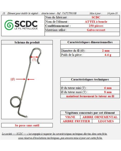 Attache avec boucle pour tuteur Ø6/8mm AT'FIX (sachet de 125)